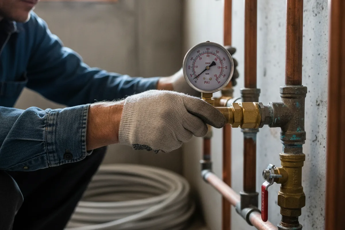 Pressure testing a repaired line during Water Line Repair in Lowpoint